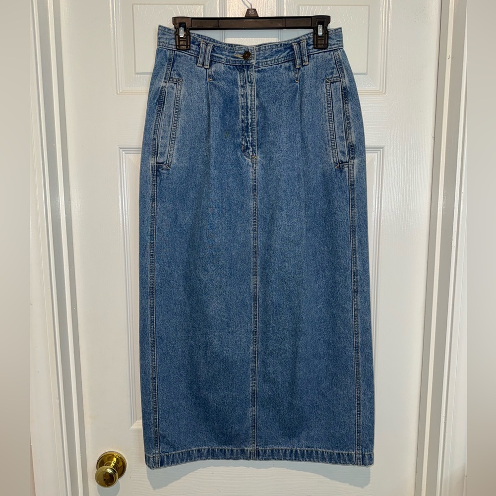 Lizwear Vintage Denim Maxi Pencil Skirt. Size 10